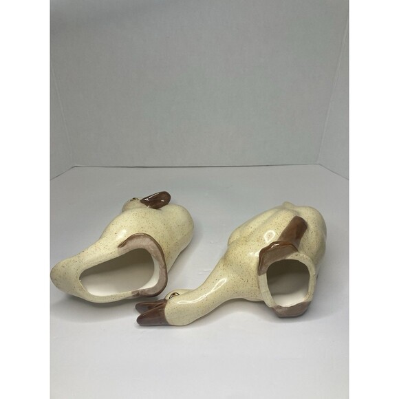 Set of 2 Large Tan Ceramic Ducks Geese Goose Figurines Vintage - Picture 4 of 6